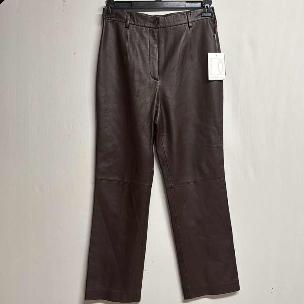 Doncaster Brown Leather Pants Size 8 - Picture 2 of 11